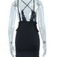 New sling hollow street trendy lace splicing slit hip dress