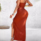 New gathered pleated hollow slit dress