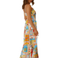 New suspender print dress INS loose holiday casual elastic dress