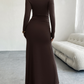 Solid color hip-wrapped one-shoulder dress