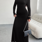 Solid color hip-wrapped one-shoulder dress