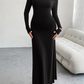 Solid color hip-wrapped one-shoulder dress