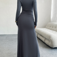 Solid color hip-wrapped one-shoulder dress