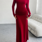 Solid color hip-wrapped one-shoulder dress