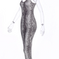 Suspender Sleeveless V-neck Leopard Snake Print Dress Fashion Sexy Midi Dress