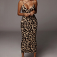 Suspender Sleeveless V-neck Leopard Snake Print Dress Fashion Sexy Midi Dress