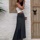 Casual solid color knitted A-line slightly stretch skirt