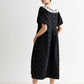 Iris Bow Black Jacquard White Embroidered Collar Midi Dress