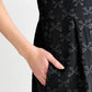Iris Bow Black Jacquard White Embroidered Collar Midi Dress