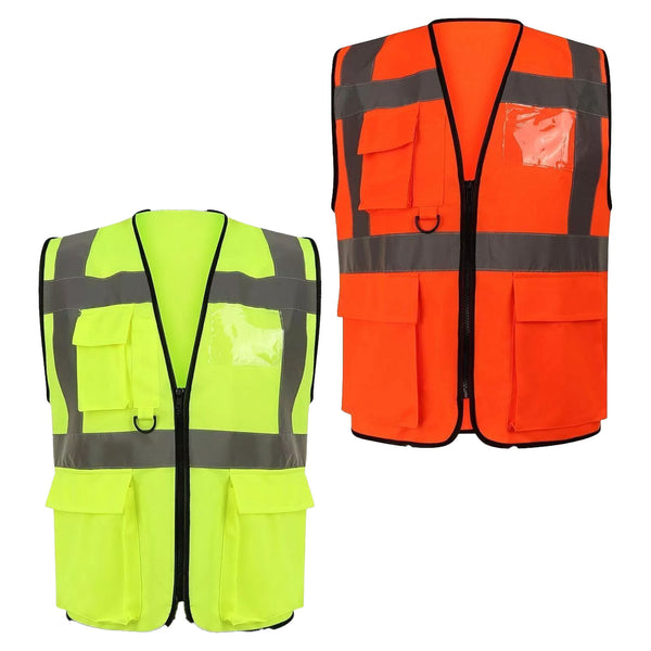 William Mens High-Visibility Reflective Safety Vest with Multi-Purpose Pockets