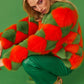 Delilah Green Red Faux Fur Jacket