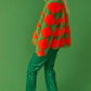 Delilah Green Red Faux Fur Jacket