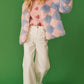 Delilah Pink Blue Faux Fur Jacket