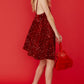 Red Sequin Cami Ruffle Dress