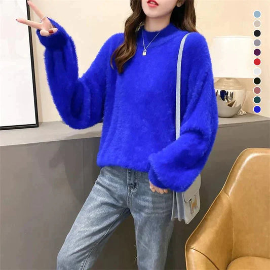 Joy - Fluffy Knitted Oversized Turtleneck Sweater