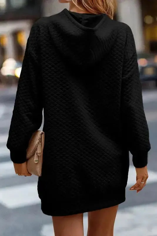 Kangaroo Pocket Quilted Hooded Dress