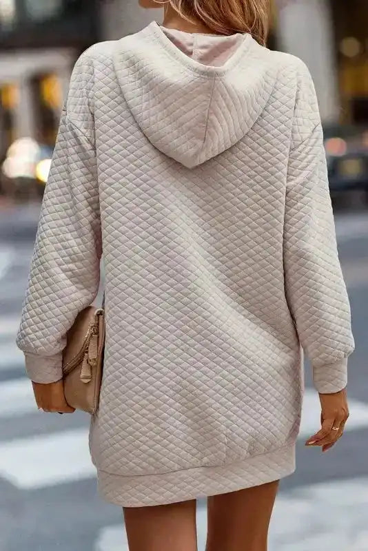 Kangaroo Pocket Quilted Hooded Dress