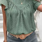 Laurel Green Dotted Ruffle Sleeve Blouse