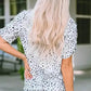 Leopard Bubble Sleeve Smocked Blouse