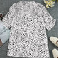 Leopard Bubble Sleeve Smocked Blouse