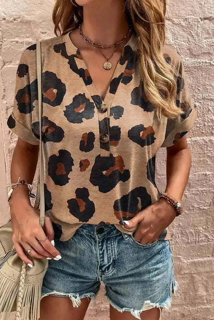Light French Beige Leopard Blouse