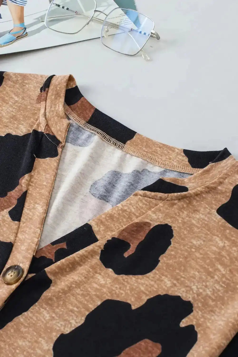 Light French Beige Leopard Blouse