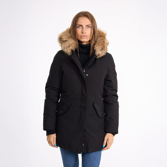Lili Hooded Parka Jacket - Black/Natural