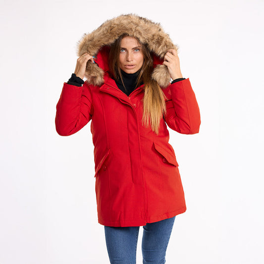 Lili Hooded Parka Jacket - Red