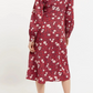 Louche Liv Roaring Daisy Print Long Sleeve Midi Dress Red