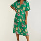 Yumi Green Floral Kimono Midi Dress