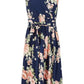 Mela Navy Rose Printed Wrap Over Sleeveless Skater Dress
