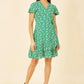 Mela Green Ditsy Floral Wrap Frill Dress