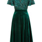 Yumi Green Embellished Velvet Wrap Skater Midi Dress