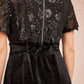 Yumi Black Embellished Velvet Wrap Skater Midi Dress