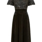 Yumi Black Embellished Velvet Wrap Skater Midi Dress