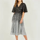 Yumi Black And Silver Ombre Sequin Midi Wrap Dress