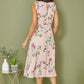 Yumi Blush Floral Print Midi Skater Dress