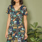 Yumi Black Jungle Print Skater Dress
