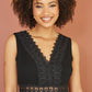 Yumi Black Lace Trim Cotton Midi Sun Dress