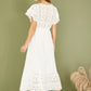 Yumi White Cotton Broderie Anglaise Wrap Midi Dress