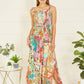 Yumi Multicolour Patchwork Split Hem Maxi Dress With Tie Straps