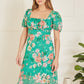 Yumi Green Recycled Floral Print Square Neck Maxi Dress With Split Hemline