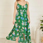 Mela Green Floral High Low Frill Midi Dress