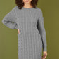 Yumi Grey Cable Knit Tunic Dress