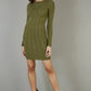 Yumi Green Shimmer Fitted Midi Dress With Button