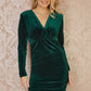 Mela Green Velvet Fitted Long Sleeve Mini Dress