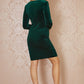 Mela Green Velvet Fitted Long Sleeve Mini Dress