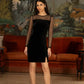 Yumi Black Velvet Dress With Sheer Long Sleeves
