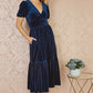 Yumi Navy Velvet Midi Dress