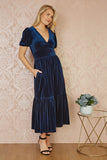 Yumi Navy Velvet Midi Dress